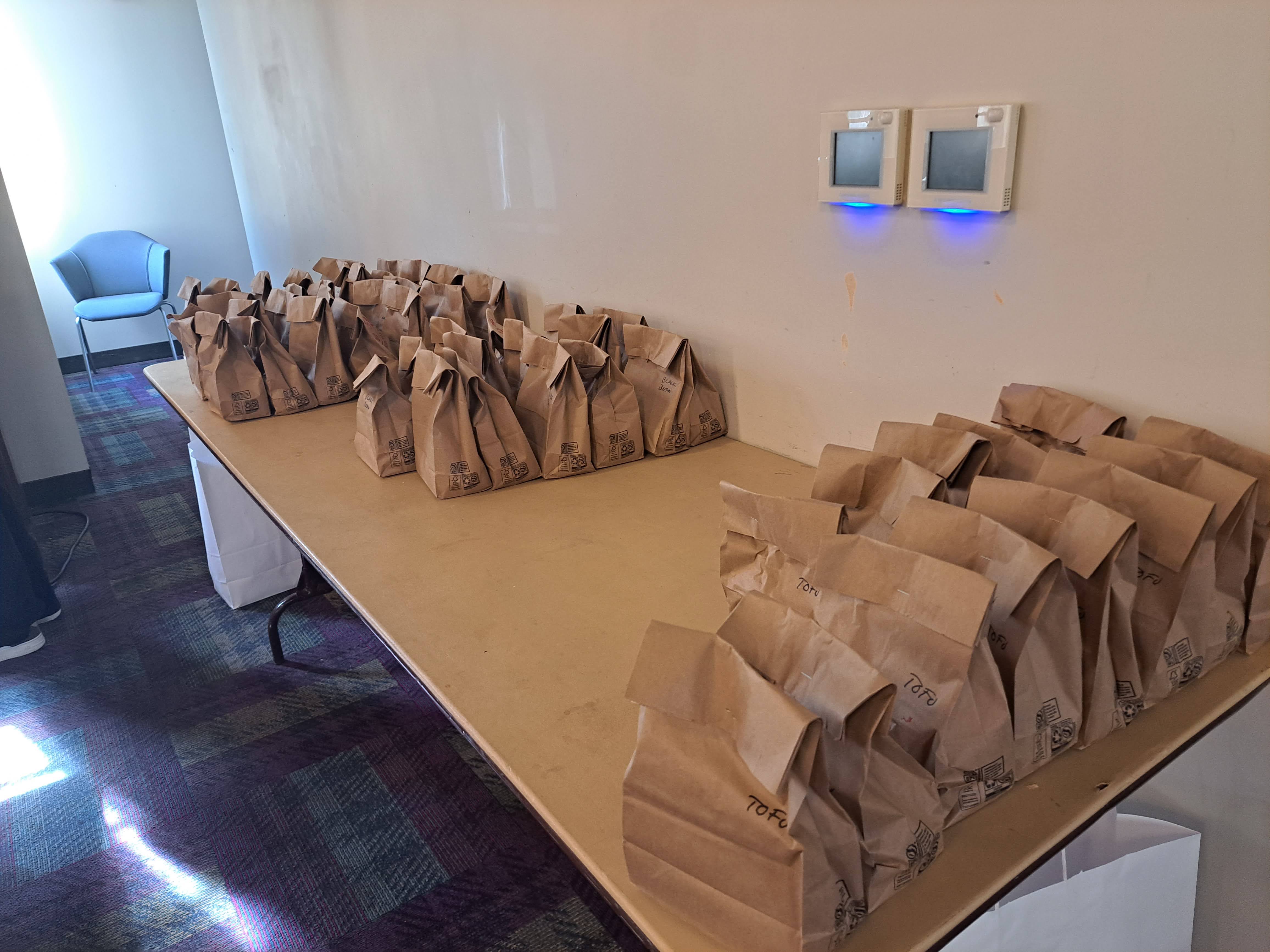 Food bags on a table